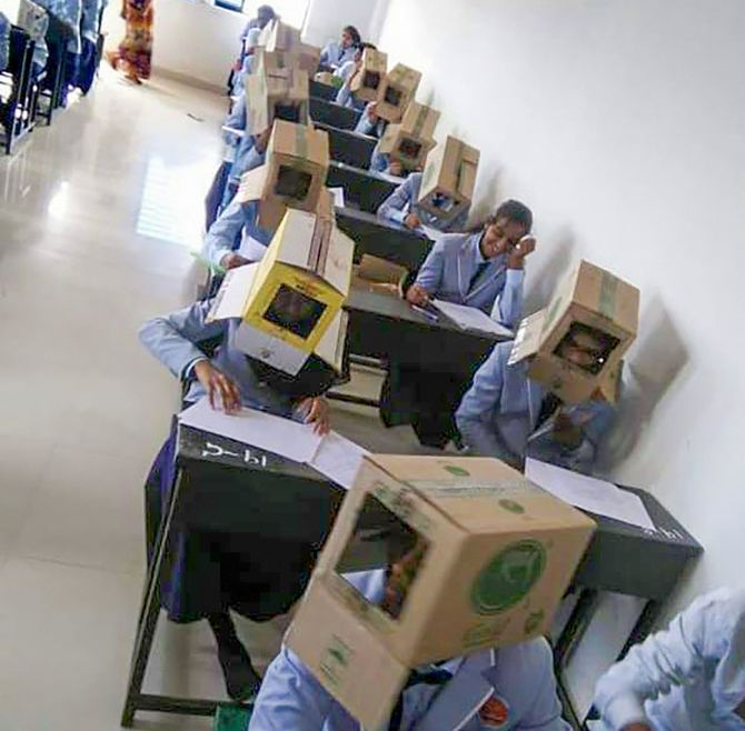 Karnataka college makes students wear cartons during exam to prevent cheating